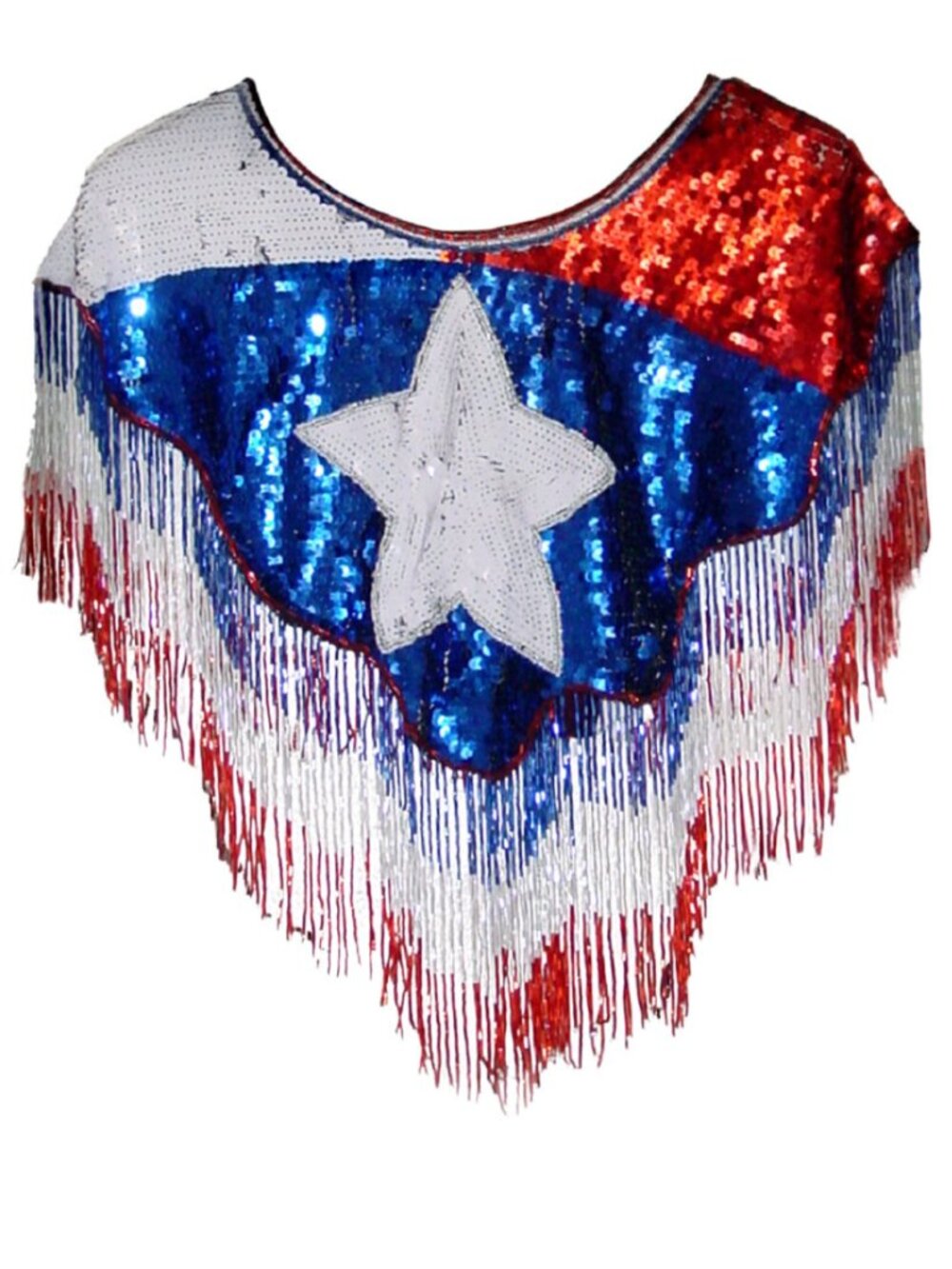 Beaded & Sequins Star Collar with Fringes